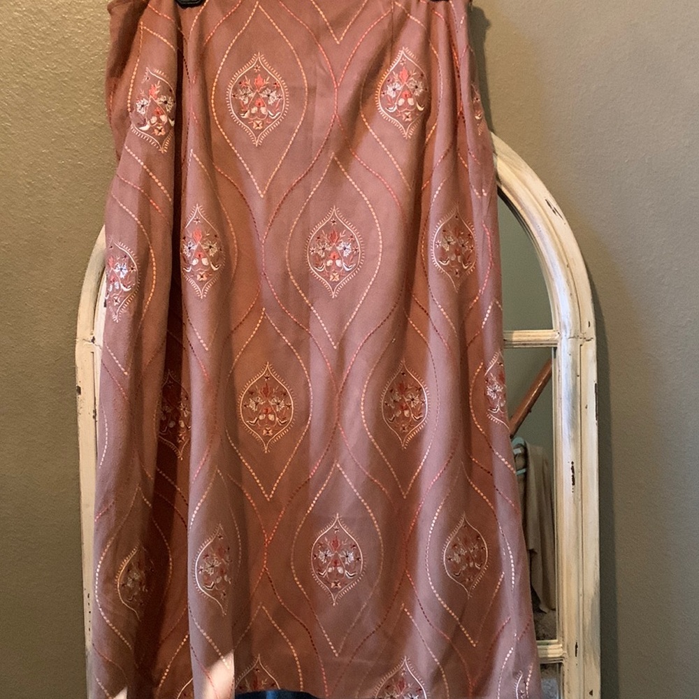 Faux suede caramel midi skirt - slight a line